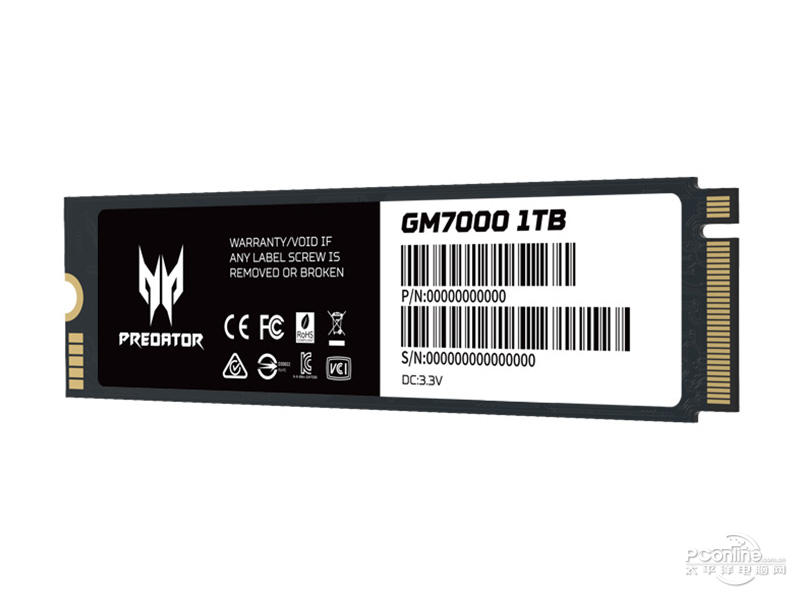 宏碁GM7000 1TB M.2 SSD 正面