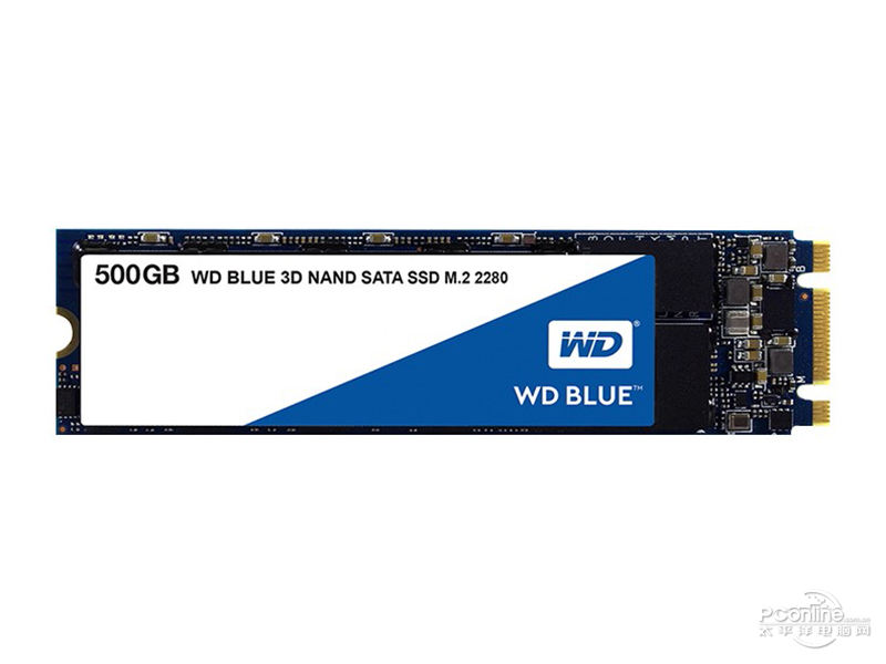 西部数据WD BLUE 3D NAND M.2 500GB SSD 正面