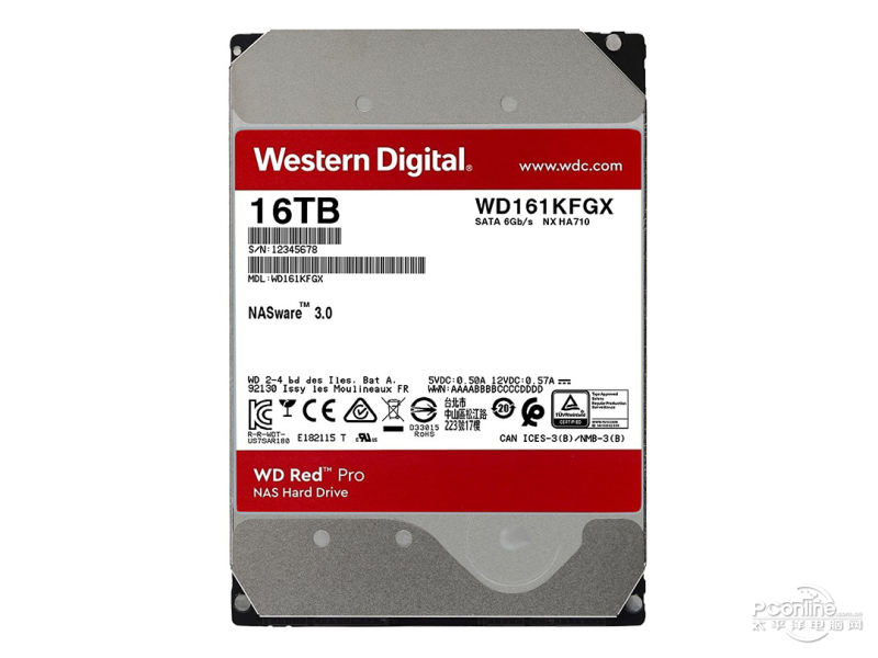 西部数据红盘Pro 16TB 512M SATA3硬盘(WD161KFGX) 主图