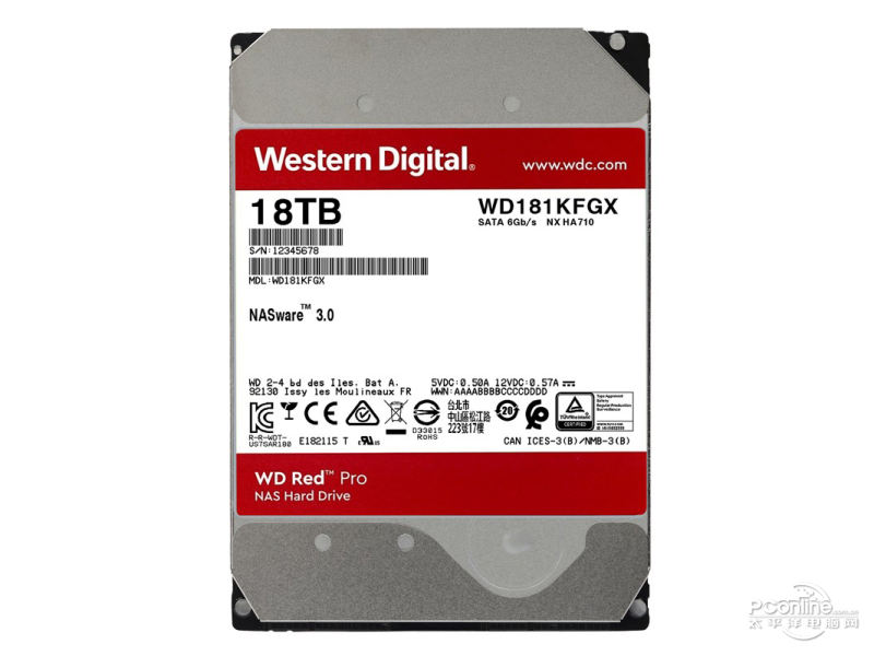西部数据红盘Pro 18TB 512M SATA3硬盘(WD181KFGX) 主图