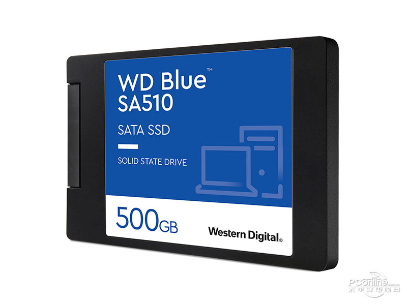 西部数据WD Blue SA510 500GB SATA SSD 45度正面