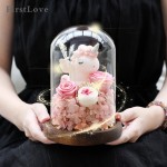 PLUS會(huì)員：第一愛 粉玫瑰獨(dú)角獸玻璃罩禮盒永生花