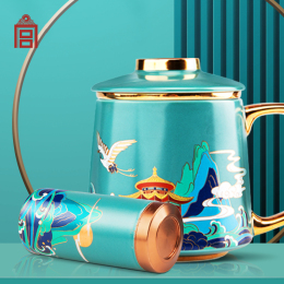 故宮文創(chuàng) 鹿鶴同春 白瓷 茶杯禮盒套裝