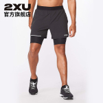 2XU Aero系列短褲 休閑跑步運動壓縮褲男二合一五分褲吸汗速干健身褲 黑色 M