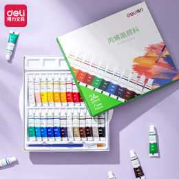 得力(deli)丙烯颜料24色5ml初学入门套装画画改鞋写生黑板报墙绘手绘礼物73915速写【六一儿童礼物】