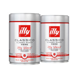 illy 意利 黑咖啡意式拼配 中度烘焙阿拉比卡咖啡豆250g*2雙罐裝 意大利進(jìn)口