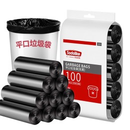 SODOLIKE 尚島宜家 點(diǎn)斷平口式垃圾袋 45*50cm 100只 黑色