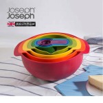 JOSEPH JOSEPH彩虹廚具彩虹盆9件套烘焙工具量勺刻度勺烘培攪拌碗盆瀝水洗菜 紅色九件套  40080