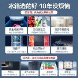 Haier 海爾 BCD-467WGHTDEDB9 風(fēng)冷十字對(duì)開門冰箱 467L 星石藍(lán)