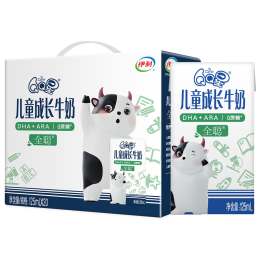 yili 伊利 QQ星 兒童成長(zhǎng)牛奶全聰型125ml*20盒/箱 伊利 DHA+ARA 0添加蔗糖兒童牛奶 學(xué)生營(yíng)養(yǎng)早餐伴侶 禮盒裝