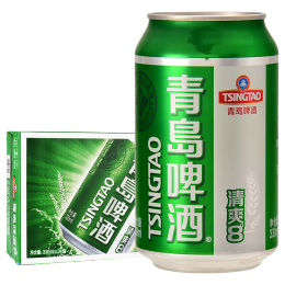 TSINGTAO 青島啤酒 清爽8度330ml*24聽 整箱裝 （新老包裝隨機(jī)發(fā)放）年貨送禮