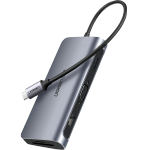 绿联Type-C扩展坞USB-C转HDMI/VGA/DP转换器雷电4拓展坞雷电3分线器HUB适用MacBook笔记本电脑iPad平板 9合1【HDMI+VGA+读卡器+网卡】40873