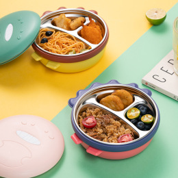 寶蓋兒 寶寶餐盤分格吸盤注水不銹鋼輔食碗