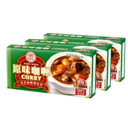 安記日式咖喱塊調(diào)料咖喱醬家用原味咖喱飯即食拌飯料理包100g*3盒