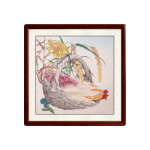 尚得堂 韓梅《五谷豐登》65x65cm 宣紙 圓角棕色實木框