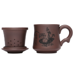 金鑲玉 茶杯 辦公杯宜興紫砂原礦辦公杯茶水分離內(nèi)膽禮盒 荷塘月色350ml