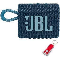 JBL 杰宝 Go 3 - 便携式蓝牙音箱,内置电池,防水防尘功能 JBLGO3BLUAM,附赠钥匙扣 LED - 蓝色