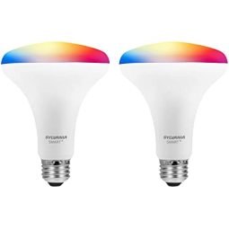 LEDVANCE 朗德万斯 Sylvania 蓝牙网眼智能灯泡，BR30 全彩 LED 9.5 W-800 流明，仅适用于 Alexa ，2 只装