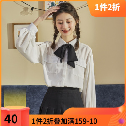 TONLION 唐獅 [2.5折價69.9元]唐獅春裝新款女長袖襯衫百褶短裙兩套學(xué)院風(fēng)小個子穿搭