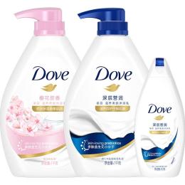 多芬沐浴露沐浴乳深層營潤1kg+櫻花甜香1kg+190g持久留香沐浴露
