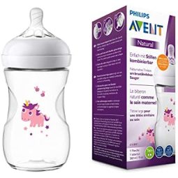 PHILIPS 飞利浦 Avent 飞利浦新安怡天然奶瓶,独角兽设计,260毫升 – SCF070/25