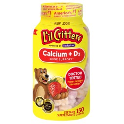 L'il Critters 丽贵 儿童钙 软糖熊 含维生素D3补充剂，150 粒软糖（包装可能不同）