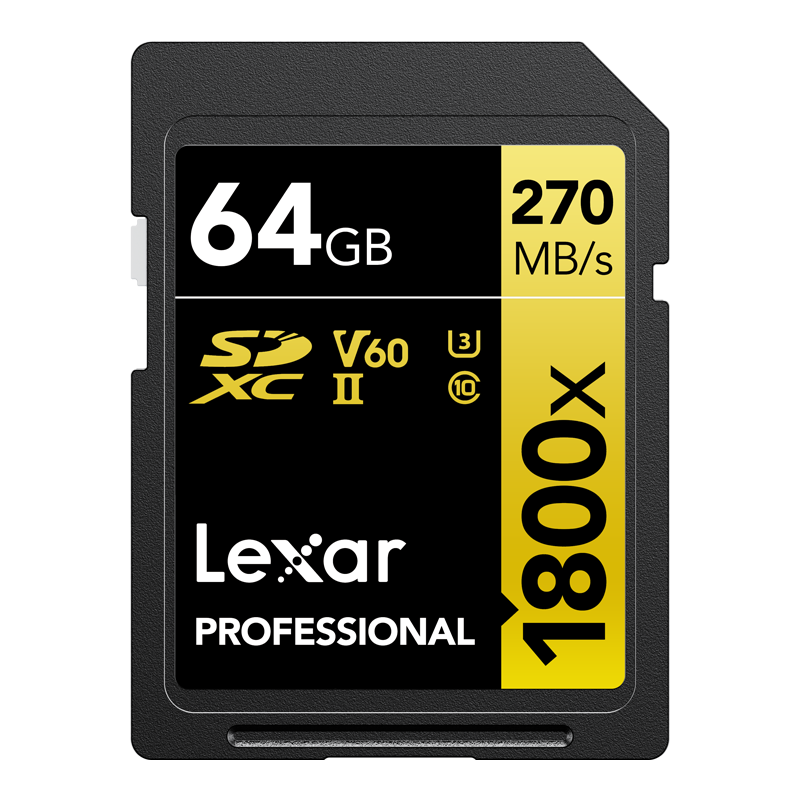 雷克沙1800X V60 SD卡相机内存卡高速U3 4K高清 微单反SD存储卡大卡 SD卡 64G 新升级读280M 写210M 强悍影像性能