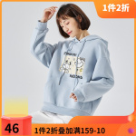 [200元任選3件]唐獅秋裝女上衣新款衛(wèi)衣史努比前胸圖案連帽衛(wèi)衣寬松百搭潮