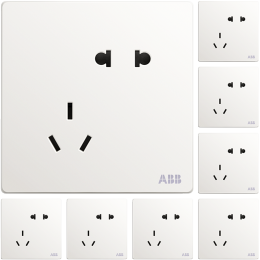 ABB 軒致系列 AF205 10A錯(cuò)位斜五孔插座八只裝 白色