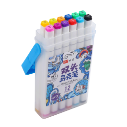 PLUS會員：DiLe 遞樂 SC6896 水性雙頭馬克筆 12色