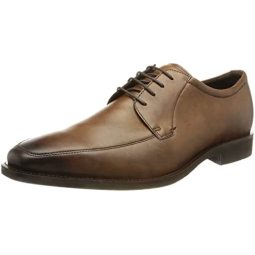 ECCO 爱步Toe男士系带牛津布皮鞋琥珀色45 M EU