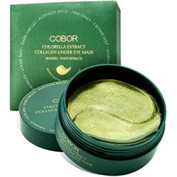 COBOR 可贝尔 眼底贴（60 片），水解胶原蛋白眼贴，用于黑眼圈和浮肿，海藻和茶树提取物，抗皱眼贴，眼袋，保湿