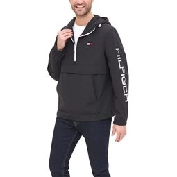 Tommy Hilfiger 汤米·希尔费格 男式轻质半拉链连帽套头防水夹克 158AN438