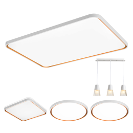 NVC Lighting 雷士照明 檸夢系列 客廳吸頂燈+方臥燈+餐吊燈+圓臥燈*2