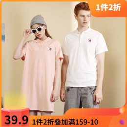 TONLION 唐獅 [2折價(jià)39.9元]史努比聯(lián)名唐獅夏季情侶Polo短袖翻領(lǐng)保羅衫襯衫領(lǐng)情侶裝潮