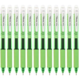 親子會員：Pentel 派通 BLN105 彩色按摯式中性筆 0.5mm 綠色筆桿 黑芯 12支裝
