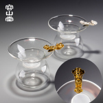 容山堂茗宏玻璃茶漏托架茶濾網(wǎng)鎏銀壺漏斗泡茶過濾器功夫茶具配件
