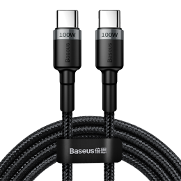 BASEUS 倍思 雙Type-C 100W 數(shù)據(jù)線 鋁殼+TPE+高密度編織線 2m 灰黑色