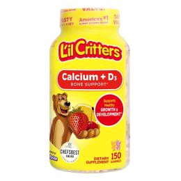 麗貴lilcritters進口小熊軟糖補鈣維生素d3兒童咀嚼鈣片寶寶鈣vd