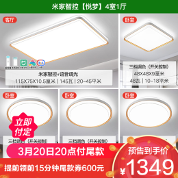 NVC Lighting 雷士照明 [大瓦數(shù)升級(jí)款]語音智控LED吸頂燈現(xiàn)代簡約客廳臥室書房時(shí)尚創(chuàng)意雙層透光輕奢大尺寸全屋燈具套餐