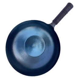 萬代傳 plus會員到手價：章丘鐵鍋無涂層炒鍋圓底不粘鍋手工鍛打 32cm宗師魚鱗錘紋（2-4人用）