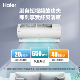 Haier 海爾 新一級能效 靜悅 大1匹 變頻 臥室冷暖空調(diào)掛機(jī) 智能自清潔 KFR-26GW/B1KBB81U1