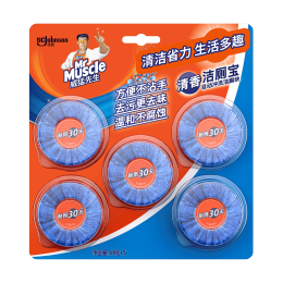 Mr Muscle 威猛先生 潔廁寶 40g*5塊 清香型 潔廁塊 馬桶清潔 藍(lán)泡泡 超市同款