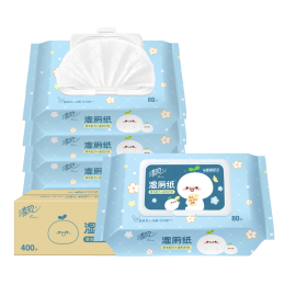 Breeze 清風(fēng) 濕廁紙 廁紙濕巾80片*5包400片長草顏團(tuán)子IP款 搭配卷紙衛(wèi)生紙
