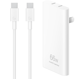 HUAWEI 華為 P0009 氮化鎵充電器 Type-C 66W+雙Type-C 6A 數據線 0.5m 白色 線充套裝