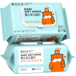 POMPOM LIFE 蓬松生活 嬰兒手口濕巾 80抽*5包