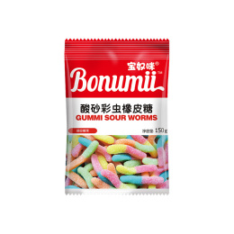 寶奴咪橡皮糖4袋裝酸砂彩蟲可樂軟糖QQ糖果味軟糖網(wǎng)紅同款150g