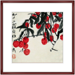 紫騰隨軒 齊白石《大吉大利》70x70cm 紅木色實(shí)木框