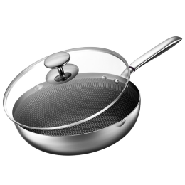 K?BACH 康巴赫 316L不銹鋼煎炒鍋不粘鍋30cm家用煤氣灶電磁爐通用