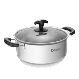 Debo 德铂汤锅不锈钢电磁炉明火通用汤锅可视锅盖 汤锅 22cm
